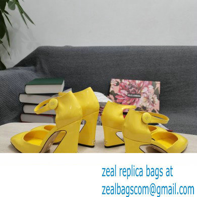 Dolce  &  Gabbana Heel 6.5cm/10.5cm Patent leather Mary Janes Yellow with Geometric Heel 2022